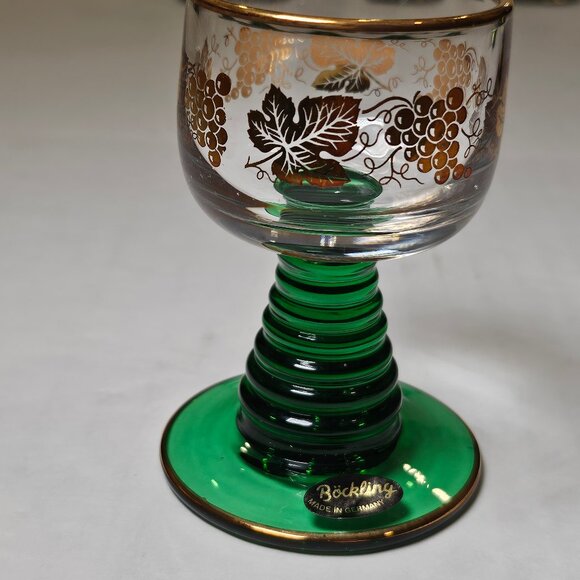 Vintage Roemer Bockling 6 Cordial Glasses Beehive Stem Gilt Embellished Grapes - Picture 2 of 10